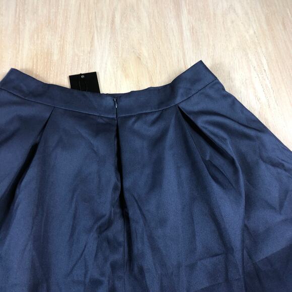 NWT Yige Dark Blue High Waist Flared Pleated Chic Office Workwear Midi Skirt 8 - Picture 6 of 10